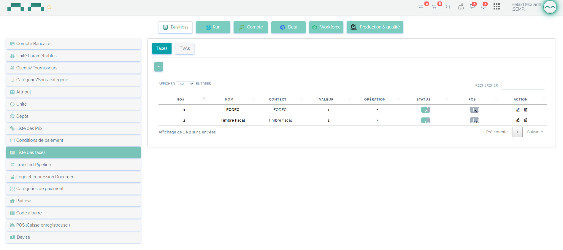 Logiciel ERP de configuration générale et personnalisation des modules

